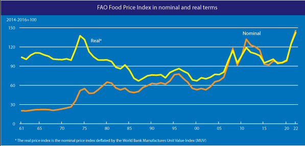 L'index des prix de l'Organisation des Nations Unies pour l'agriculture et l'alimentation a atteint un record absolu en mars dernier. Le renchérissement des denrées alimentaires limite, voire interdit, l'accès des pauvres à la nourriture.