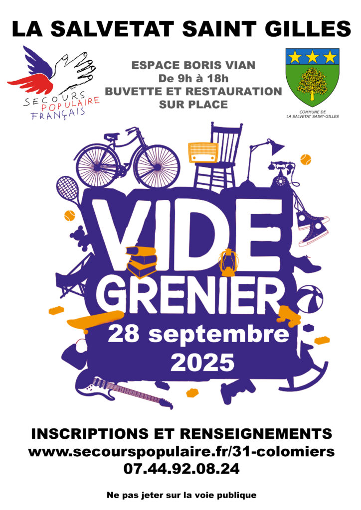 Vide grenier de la Salvetat Saint Gilles
28 septembre 2025 organisé par le Secours populaire