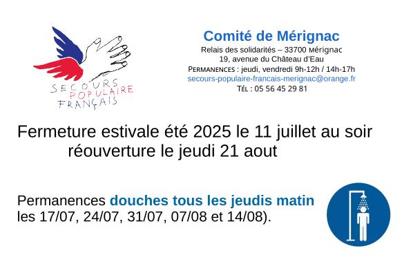Fermeture estivale 2025